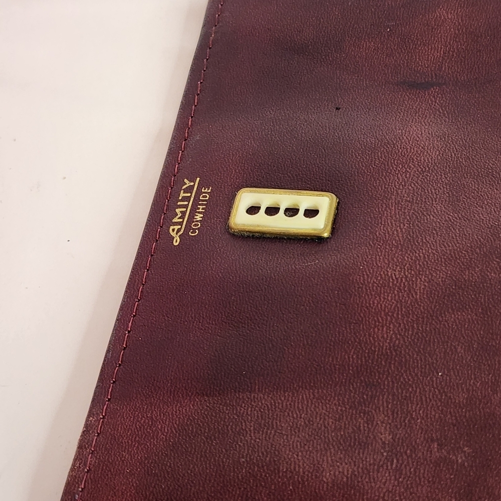 Vintage 1970's Amity Cowhide Woman’s Billfold Wallet Oxblood Red Brown Leather - Picture 7 of 10